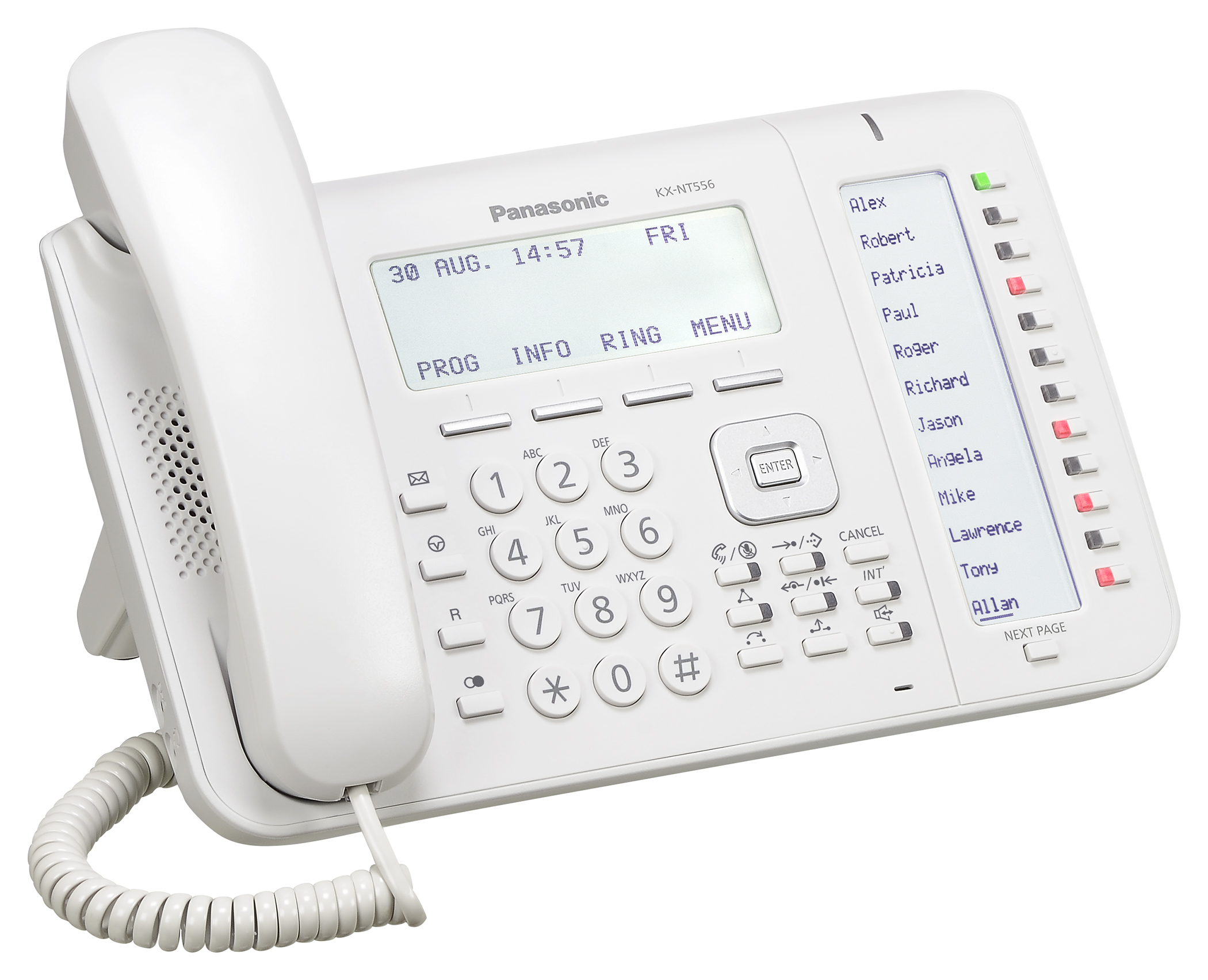 Telefono Panasonic KX-NT556 en color Blanco para Conmutadores Panasonic Digitales KX-TDE, KX-NCP y Panasonic Servidor de Comunicaciones KX-NS