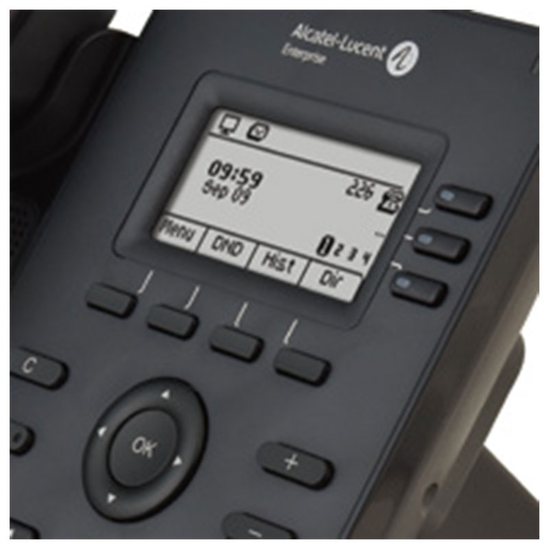 Teléfono Alcatel-Lucent ALE-2 Teléfono de escritorio empresarial básico, Comunícate claramente con el auricular y el altavoz, ofreciendo audio de banda ancha para una mejor concentración e interacción durante las conversaciones importantes, Referencia 3MK27013AA.