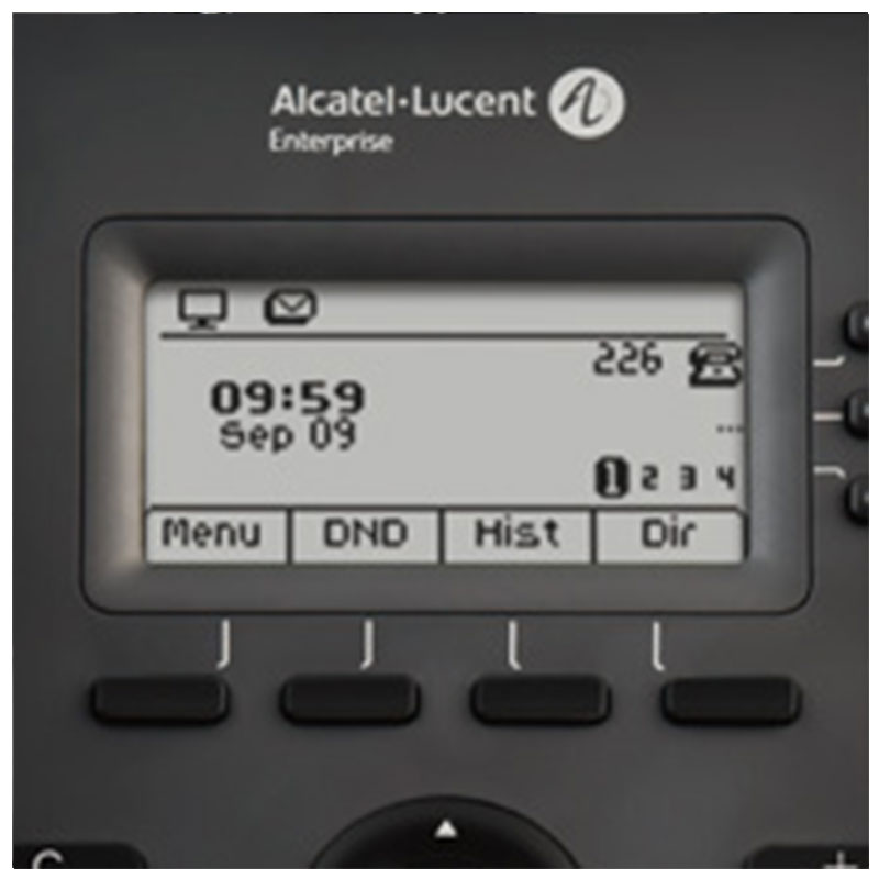 Teléfono Alcatel-Lucent ALE-2 Teléfono de escritorio empresarial básico, El ALE-2 tiene una pantalla retroiluminada de 2,8 pulgadas que contiene hasta 4 líneas de texto y admite hasta 1000 contactos y registros de llamadas. Las conferencias de cinco vías, el directorio local y las tres líneas separadas facilitan la comunicación entre todos los departamentos. Este teléfono es compatible con SIP y ofrece comunicaciones seguras para trabajadores remotos que utilizan un controlador de sesión SIP, Referencia 3MK27013AA.