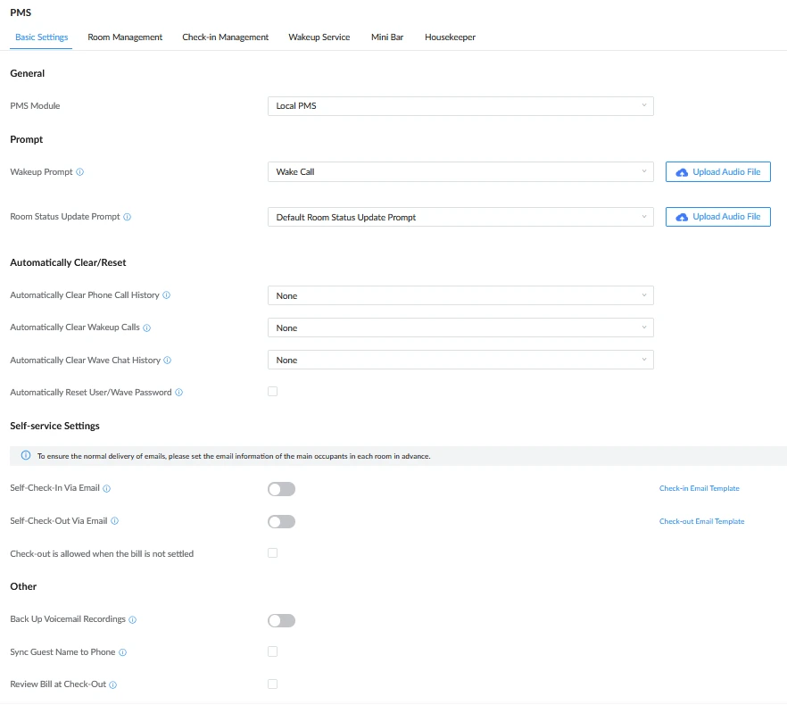 Grandstream Sistema de Gestión de Propiedad PMS Local Visual Integrado en los Conmutadores IP SIP Serie UCM para Sector Hoteles, Moteles, Resort, Cruceros, Hospitales - Configuración Básica de PMS Local CASTelecom