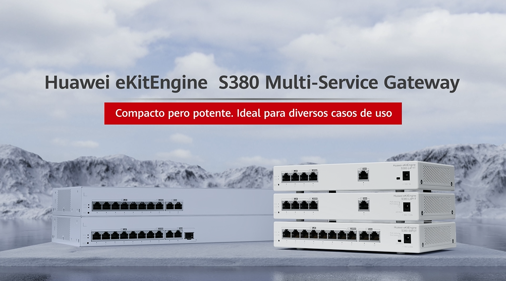 Serie S380 Gateway Huawei eKitEngine Multi-Service Gigabyte Gateway, Gran Capacidad | Despliegue Fácil | Suministro Garantizado, Equipos S380 Gateways Huawei eKitEngine Gigabyte Gateway de 1 y 2 puertos WAN, 4 y 8 puertos LAN Gigabyte, Balanceador WAN, Modelos con PoE de 30 W, 150, 250, 300 y 500 Usuarios, Controlador de 32 y 64 Antenas APs, 16 VPNs, Carcasa Metalica Sin Ventilador - CASTelecom