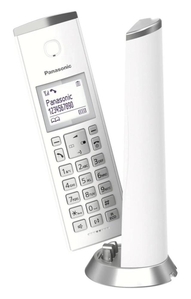 KX-TGK210 Telefono DECT Inalambrico Elegante y Minimalista Identificador de Llamadas Modo Eco Bloqueador de llamadas Directorio Intercomunicacion Altavoz Microfono y Manos Libres Blanco CASTelecom