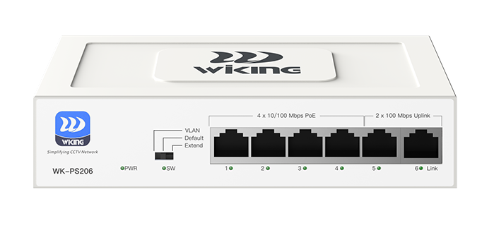 WK-PS206 Wiking Switch PoE No Administrable con Precio Optimizado para CCTV, VoIP y Switching de 4 y 2 UPlink RJ45 - CASTelecom